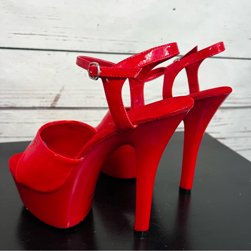 Ellie Red Platform Heels - Picture 6 of 16